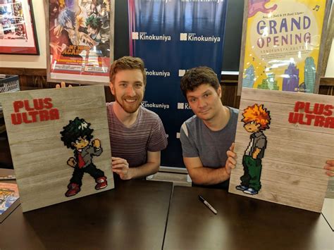 I met the English voice actors for Deku and Bakugou. I made these for ...