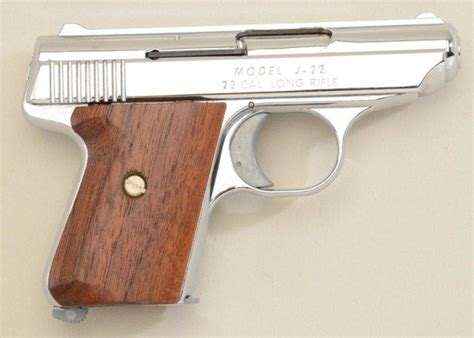 Jennings Model J-22 semi-auto pistol, .22LR cal., nickel finish, wood ...