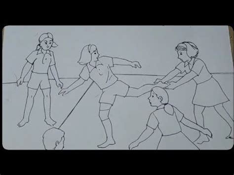 Elementary drawing of girls playing Kabaddi in Ground - YouTube