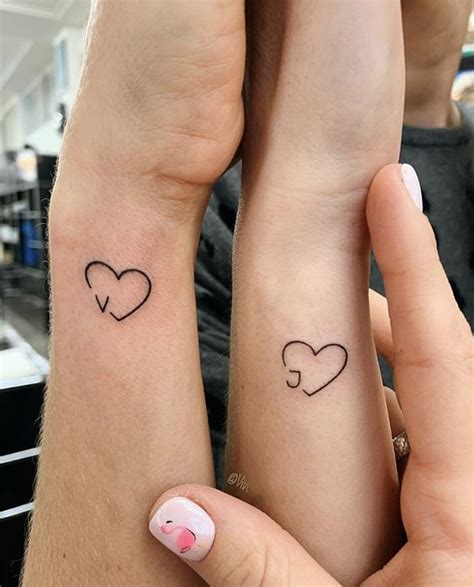 Heart Couple Temporary Tattoo, Custom Name Heart Tattoo, Tiny Heart ...