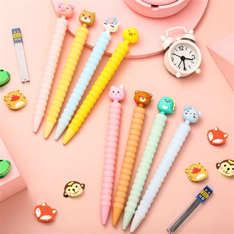 Cute Mechanical Pencils with Animal Erasers and Pencil Refills, 0.5mm ...