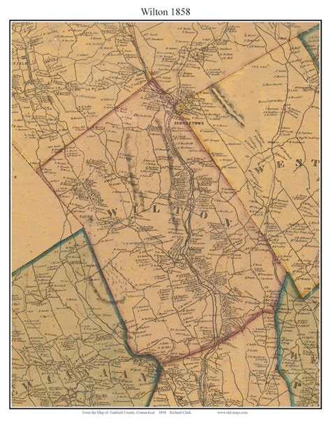 Wilton Connecticut 1858 Old Town Map With Homeowner Names - Etsy