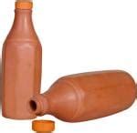 Buy All Desi Clay Water Bottle 1000 ml - Pack Of 2, Brown Online at ...