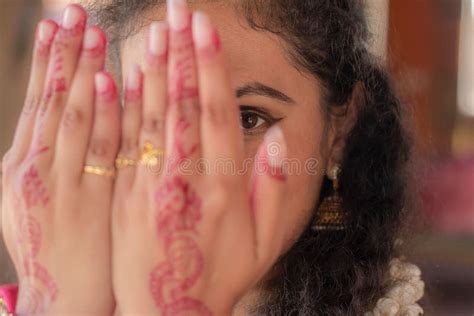 Female Showing Her Mehndi Decorated Hands Stock Image - Image of ...