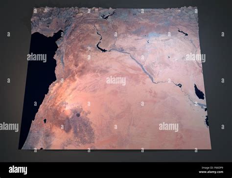 Map of Syrian Arab Republic, satellite view on black background Stock Photo - Alamy