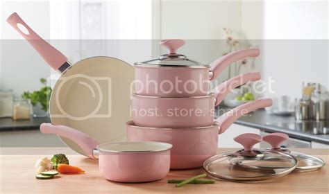 5 Piece Baby Pink Pan Set - , Ceramic Easy Clean - Soft Touch Handles ...