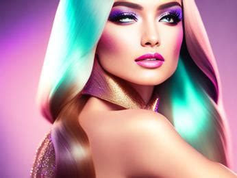 A woman with long blonde hair and bright makeup Image & Design ID 0000110368 - SmileTemplates.com