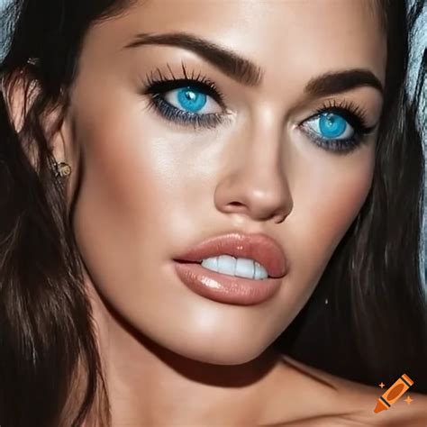 Beautiful woman with tan skin and blue catlike eyes on Craiyon