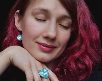Epoxy Resin Casual Minimalist Jewelry Set: Black Ring Earring | Etsy