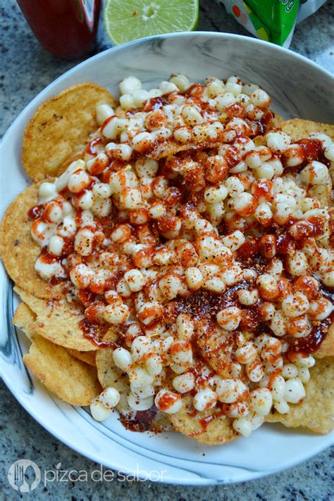 Tostitos preparados con elote - Pizca de Sabor