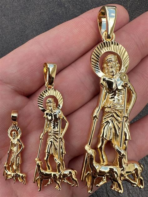 14k Gold Plated 925 Silver Saint St Lazarus Necklace Pendant 1"-2.75" San Lazaro