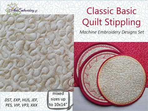 Classic Basic Quilt Stippling Machine Embroidery Designs Set - Etsy