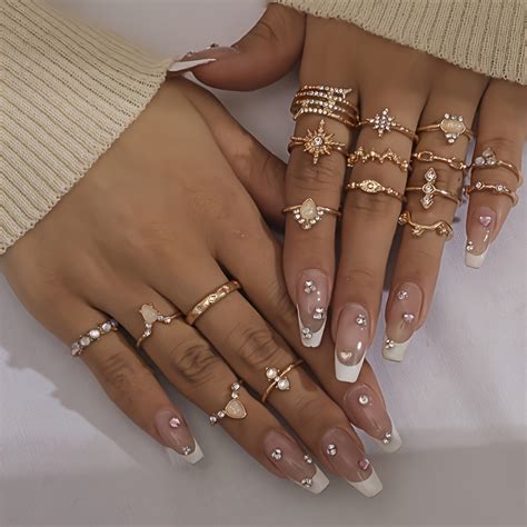 Vintage Zircon Stacking Rings Set For Women Girls Party Accessories ...