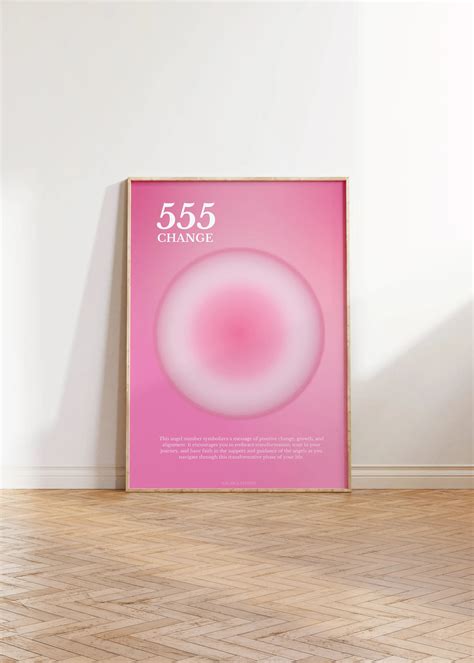 Angel Number 555 Change Poster, Y2K Aura Gradient, Printable Art, Positive Affirmation ...