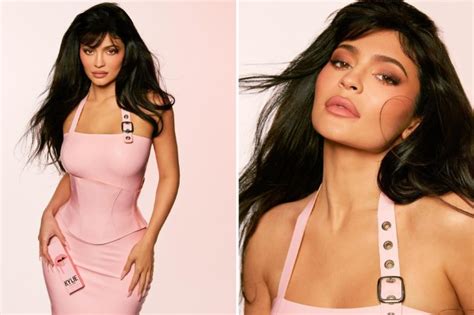 Kylie Jenner shows off post-baby curves in skintight leather pink dress ...