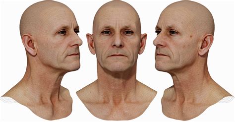 Male 3D model / Retopologised Head Scan 38