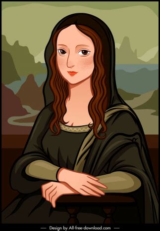 Mona lisa portrait painting classical handdrawn cartoon sketch vectors stock in format for free ...