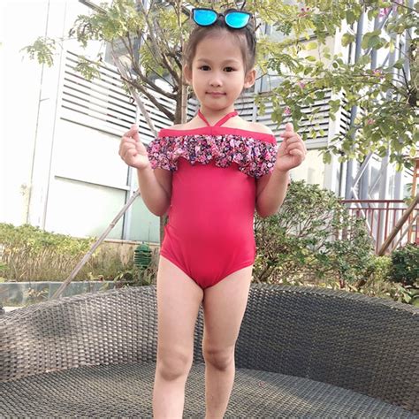 Newborn Toddler Kid Baby Girl Swimwear Off Shoulder Swimsuit Bathing ...