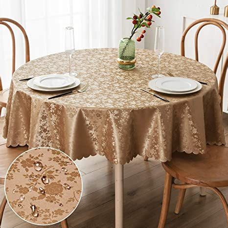 smiry Waterproof Vinyl Tablecloth, Round Heavy Duty Table Cloth, Wipeable Table Cover for ...