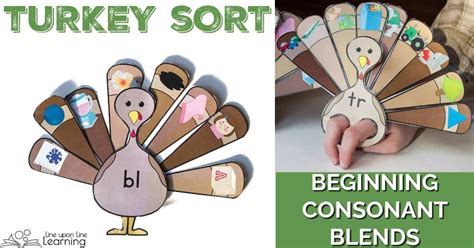 Beginning Consonant Blends Game: Sorting Turkey Feathers – Line upon ...