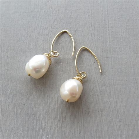 Large Baroque Pearl Earrings in Gold Fill