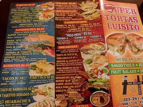 Menu at L.A. Super Torta pub & bar, Los Angeles, E 1st St