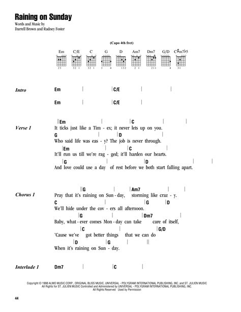 Raining On Sunday by Keith Urban - Guitar Chords/Lyrics - Guitar Instructor