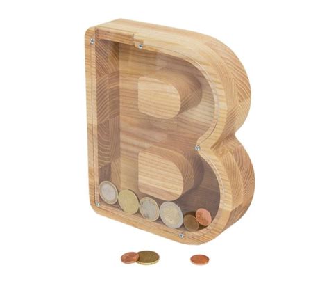 B letter money box Wooden money box Baby piggy bank Money | Etsy | Wooden money boxes, Wooden ...