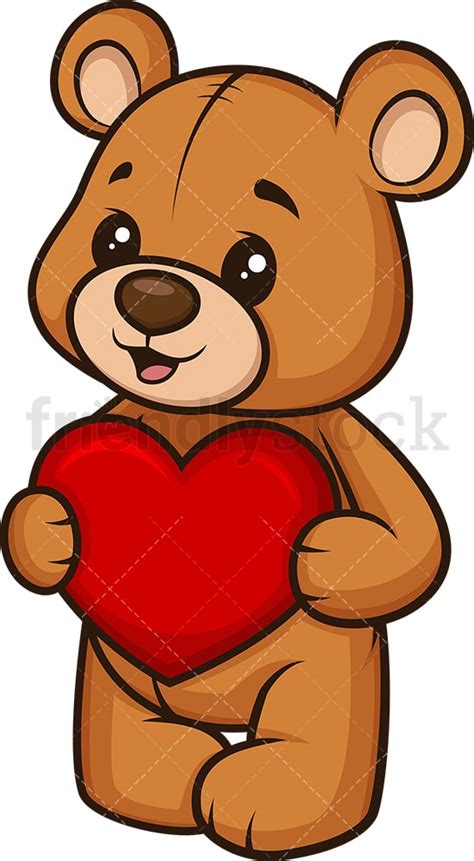 Teddy Bear Holding Heart Cartoon Clipart Vector - FriendlyStock