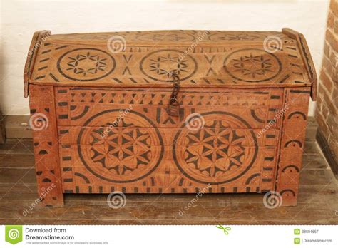 Old Lacquered Chest with Lock, Slightly Damaged. with Clipping Path ...