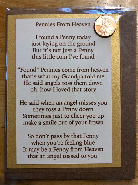 Pennies from Heaven Card | Pennies from heaven, Penny, Heaven