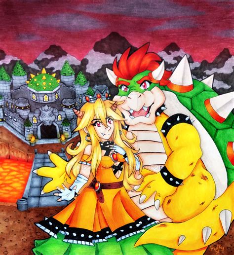 Peach and Bowser by fluffyfluffx on DeviantArt