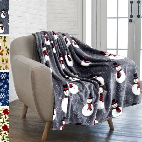 PAVILIA Christmas Snowman Throw Blanket | Grey Christmas Fleece Blanket | Soft, Plush, Warm ...