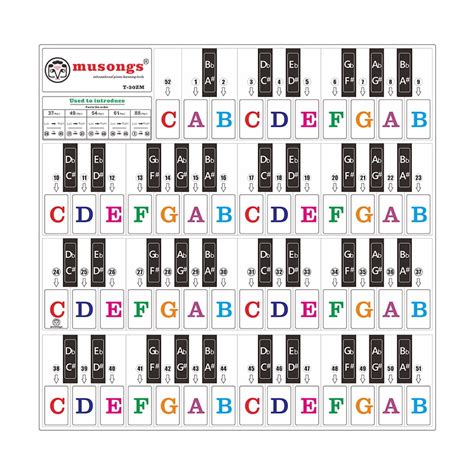 Piano Keyboard Stickers for 37/ 49/ 61/ 88 Keys Keyboards Removable Transparent Bigger Colorful ...