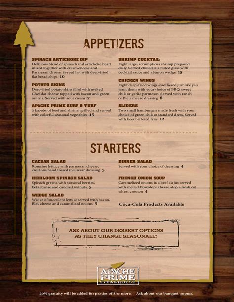 Apache Prime Steakhouse menu, page 1, 2017 | Prime steakhouse, Grilled salmon salad, Snack stand