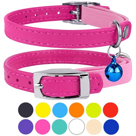 Leather Cat Collar Breakaway Safety Collars Elastic Strap for X Small ...