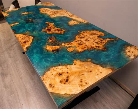 Turquoise archipelago Mappa Burl poexy resin river table | Etsy Live ...
