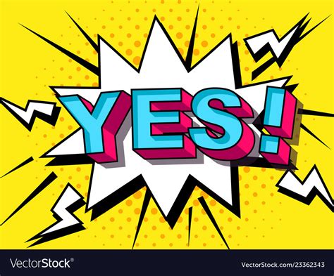 Yes comic cartoon explosions Royalty Free Vector Image