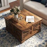 Gracie Oaks Muaath Farmhouse Coffee Table, Square Wood Table with Storage Space & Reviews | Wayfair