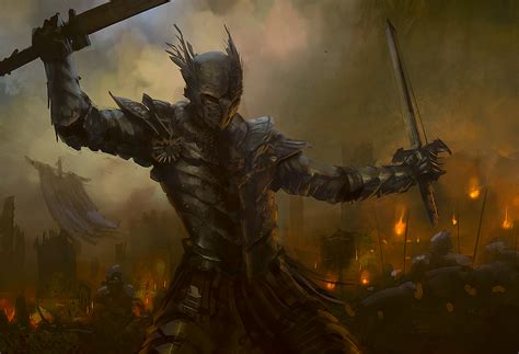 Epic Fantasy Warrior Battle - HD Wallpaper