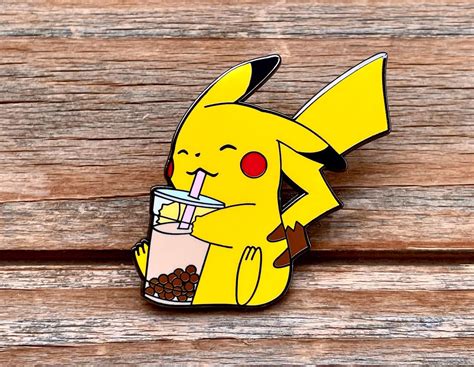 Pikachu Drinking Boba Milk Tea Pokemon Hard Enamel Pin - Etsy