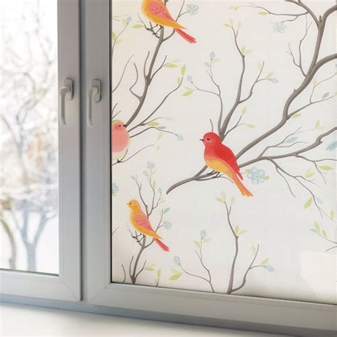 Windfall 1 Roll Window Stickers Opaque Animal Pattern PVC Made Colorful Birds Window Film for ...