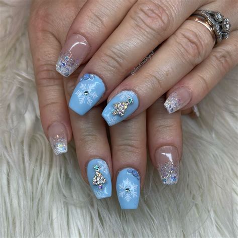 Blue Christmas Winter Nails | Winter nails, Nails, Christmas nail designs
