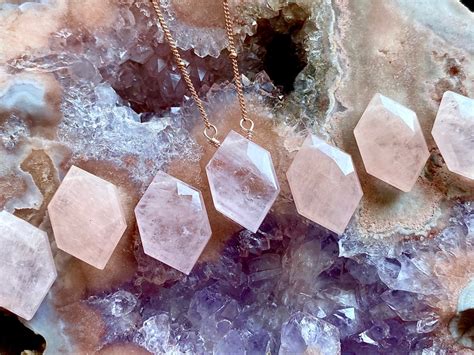 Raw Rose Quartz Necklace Real Rose Quartz Jewelry for Women | Etsy