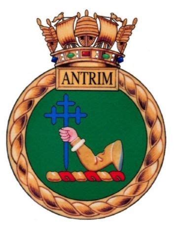 HMS Antrim D18 Falklands War, Ship Paintings, Antrim, Halliday, Emblem, Navy Ships, Crests ...