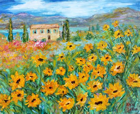 Palette Knife Painters, International: Tuscany Sunflower fields ...