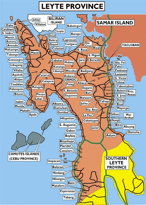 Map of Leyte Province, Philippines