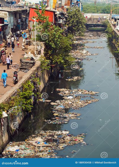 Mumbai, India - December 17, 2018: Dirty River in Dharavi Slums. Mumbai ...