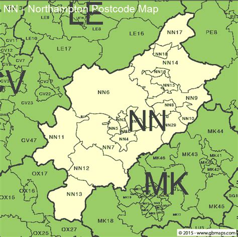 northampton Postcode Area and District Maps in Editable Format