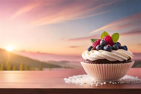 Premium AI Image | cupcake with fruit on the top of it